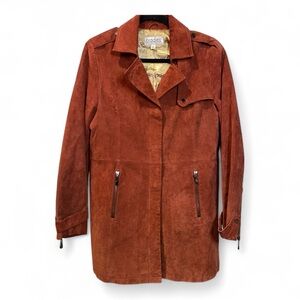 VTG Bradley Suede Leather Trench Penny Lane Boho Jacket Medium‎